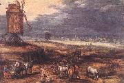 BRUEGHEL, Jan the Elder Landscape with Windmills fdg oil on canvas